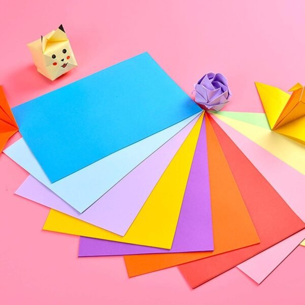 200 Pcs of Colored Folding Craft  Paper - Multicolored - Image 2